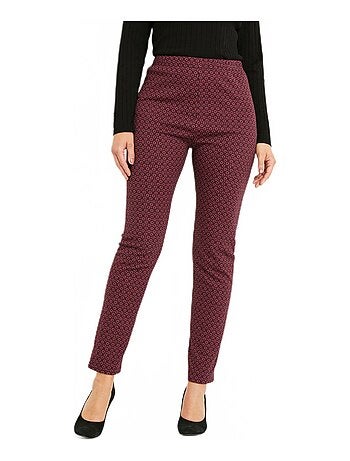 Pantalon droit fuselé taille élastiquée jacquard