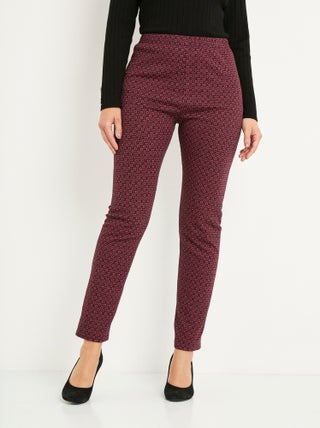 Pantalon droit fuselé taille élastiquée jacquard