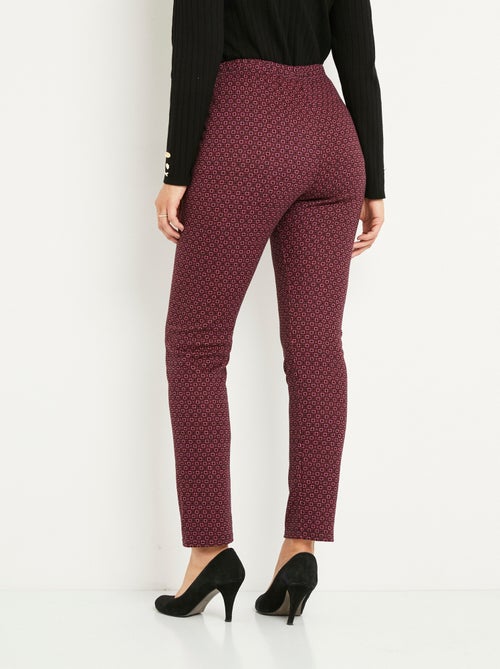 Pantalon droit fuselé taille élastiquée jacquard - Kiabi