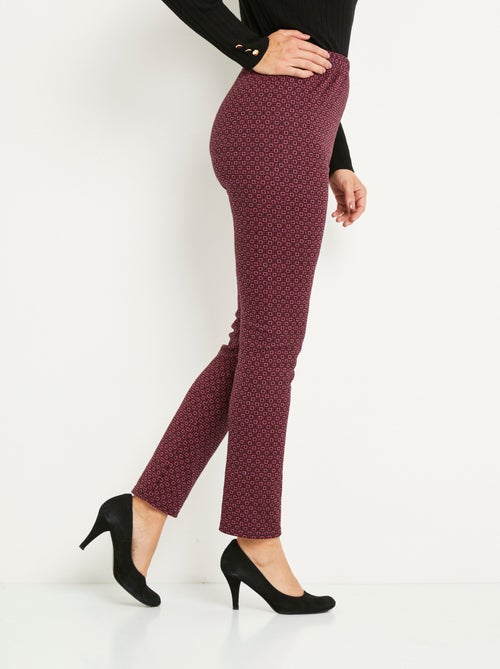 Pantalon droit fuselé taille élastiquée jacquard - Kiabi
