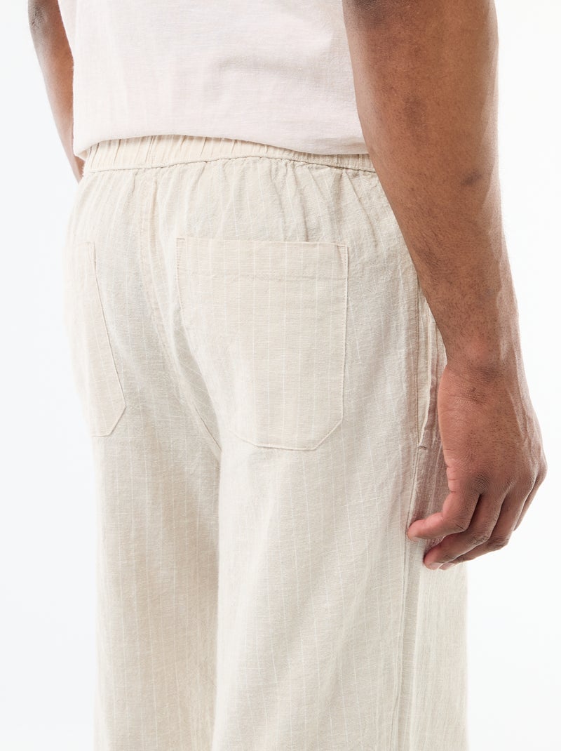 Pantalon droit léger en lin mélangé Beige - Kiabi