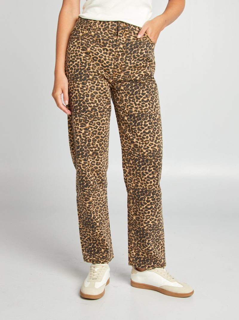 Pantalon droit 'léopard' Léopard - Kiabi