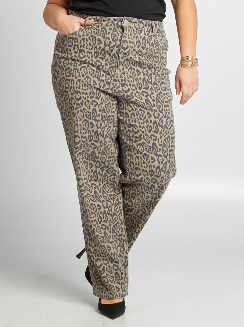 Pantalon droit 'léopard' Léopard - Kiabi