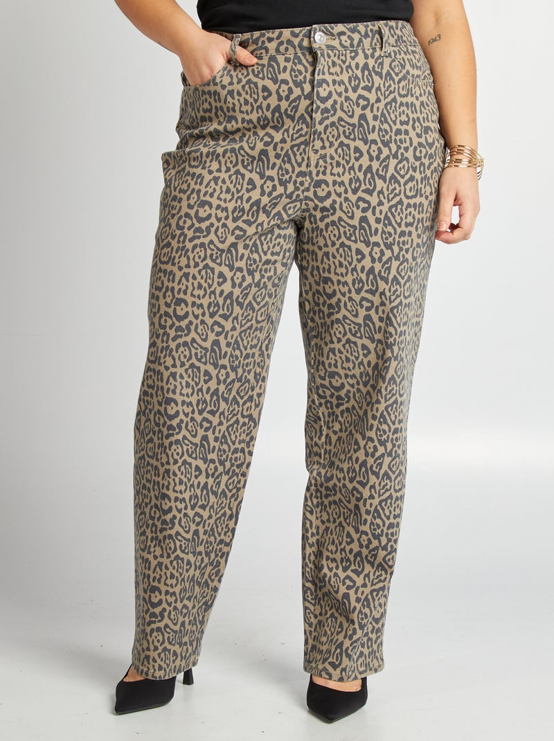 Pantalon droit 'léopard' Léopard - Kiabi