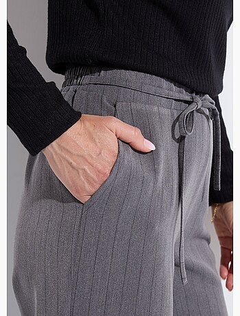 Pantalon droit lien à la taille 3/4 élastiquée - Afibel