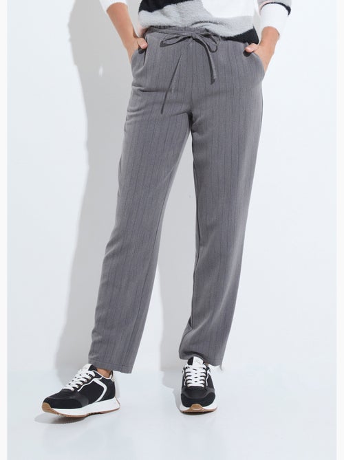 Pantalon droit lien à la taille 3/4 élastiquée - Afibel - Kiabi