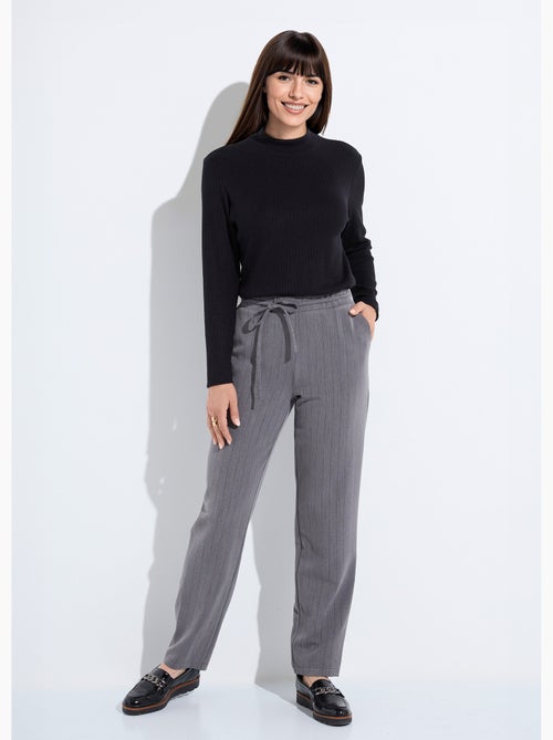 Pantalon droit lien à la taille 3/4 élastiquée - Afibel - Kiabi