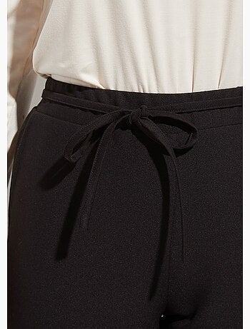 Pantalon droit lien à la taille 3/4 élastiquée - Afibel