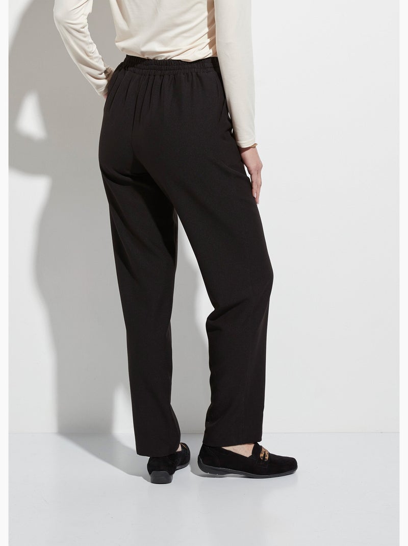 Pantalon droit lien à la taille 3/4 élastiquée - Afibel Noir - Kiabi
