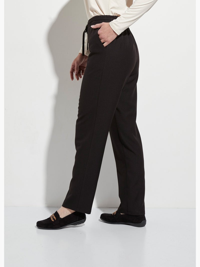 Pantalon droit lien à la taille 3/4 élastiquée - Afibel Noir - Kiabi