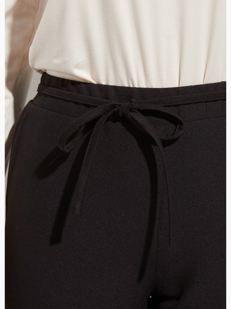 Pantalon droit lien à la taille 3/4 élastiquée - Afibel Noir - Kiabi