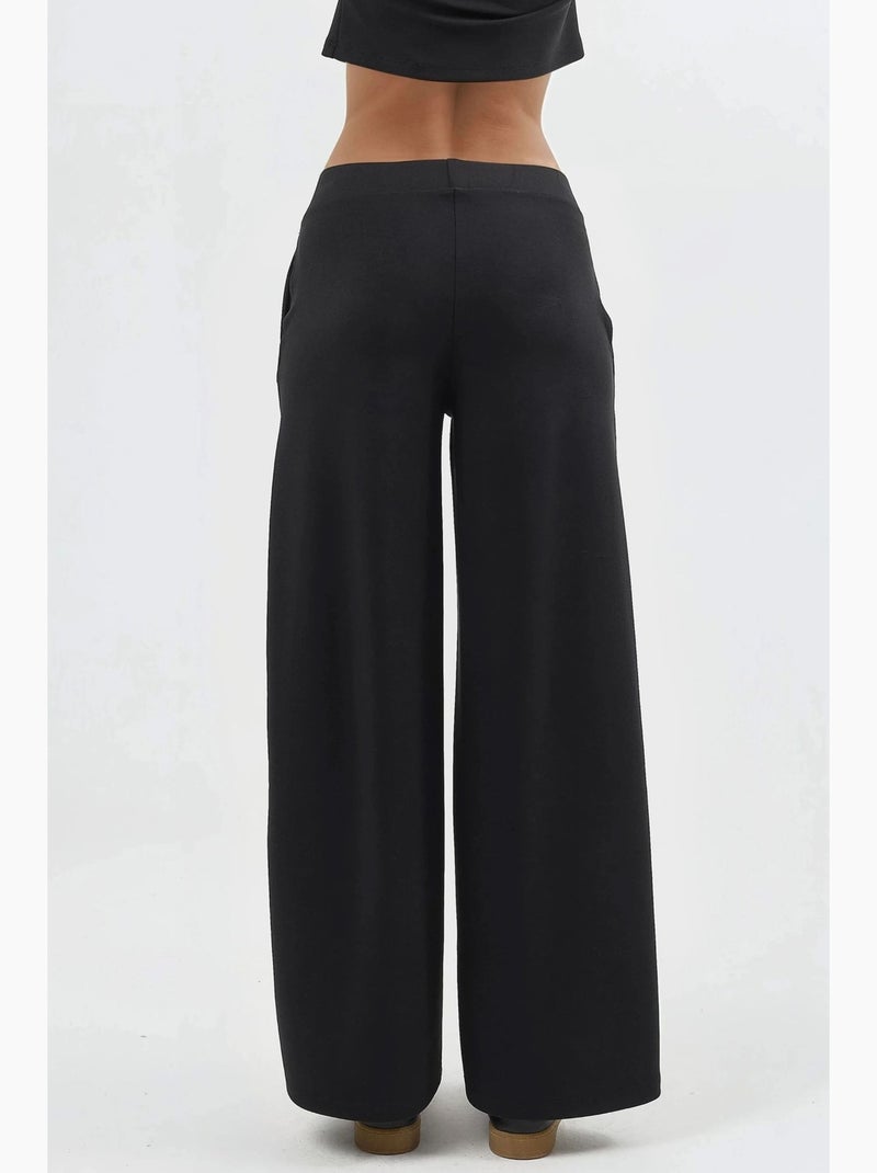 Pantalon droit long à taille élastique busem Noir - Kiabi