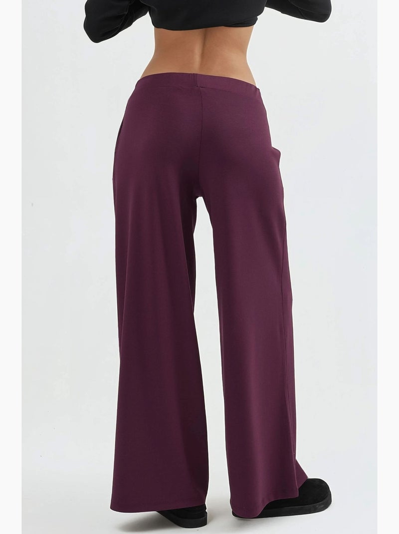 Pantalon droit long à taille élastique busem Rouge bordeaux - Kiabi