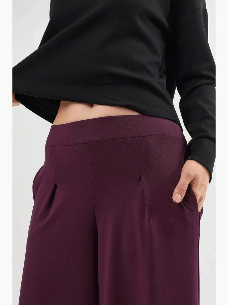 Pantalon droit long à taille élastique busem Rouge bordeaux - Kiabi