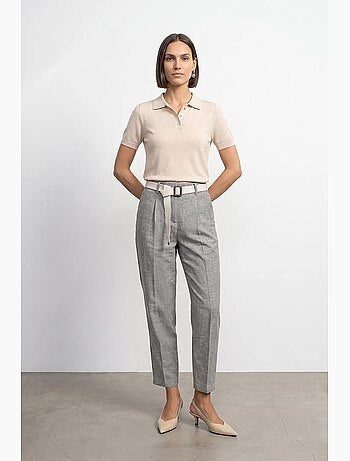 Pantalon droit longueur cheville avec ceinture dilvin