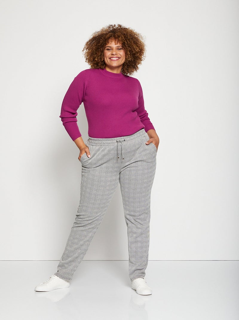 Pantalon droit maille unie ou jacquard - Afibel Gris - Kiabi