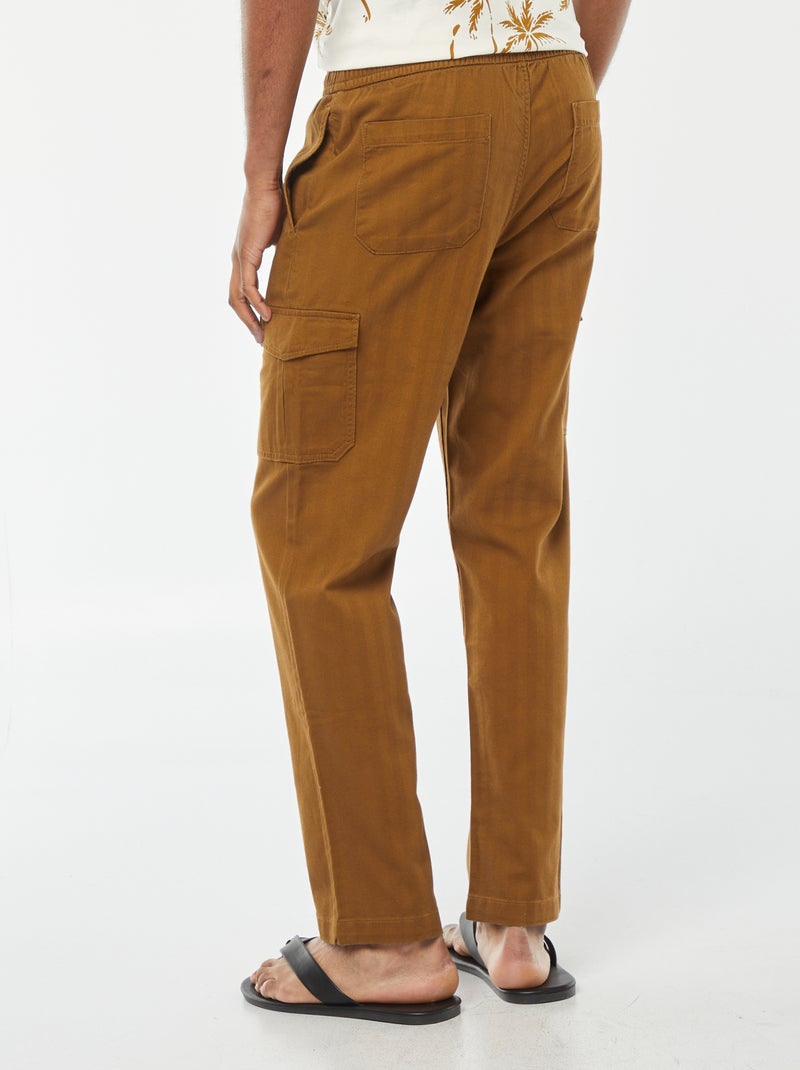 Pantalon droit multi-poches en twill Camel - Kiabi