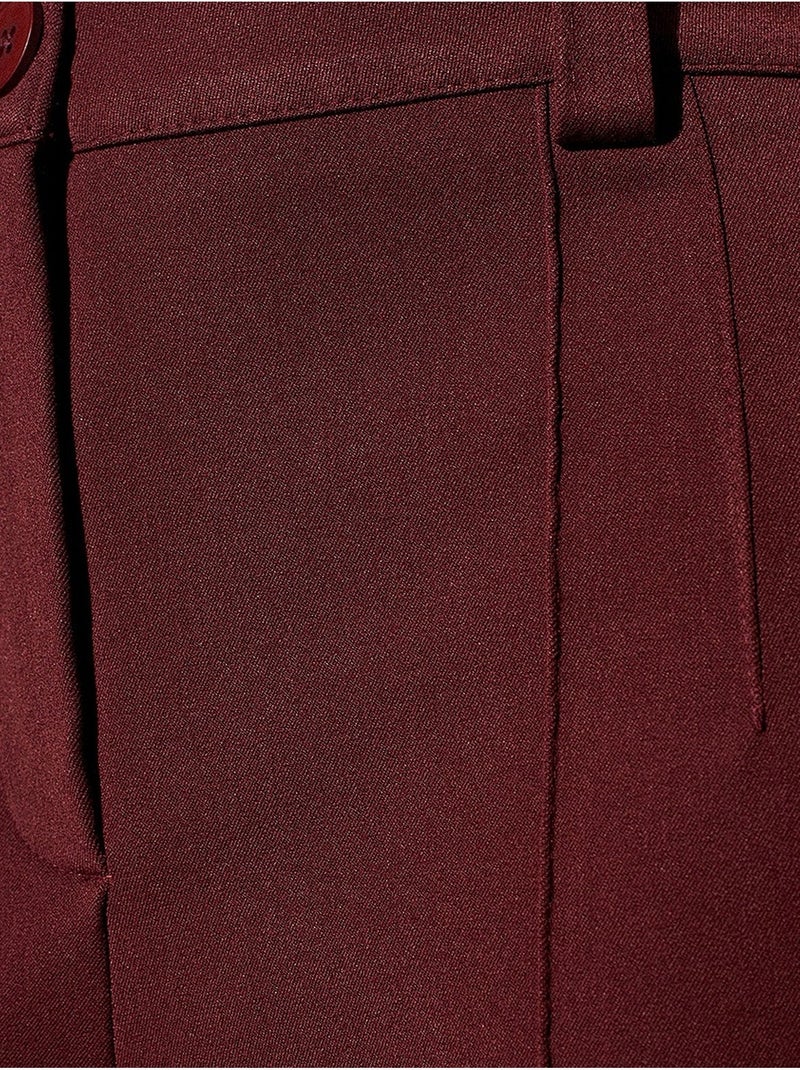 Pantalon droit plissé à taille haute dilvin Rouge bordeaux - Kiabi