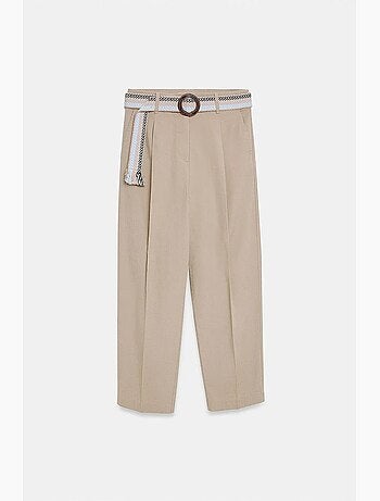 Pantalon droit plissé avec ceinture dilvin