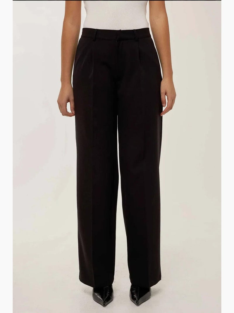 Pantalon droit plissé hiccup Noir - Kiabi
