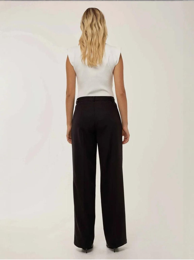 Pantalon droit plissé Noir - Kiabi