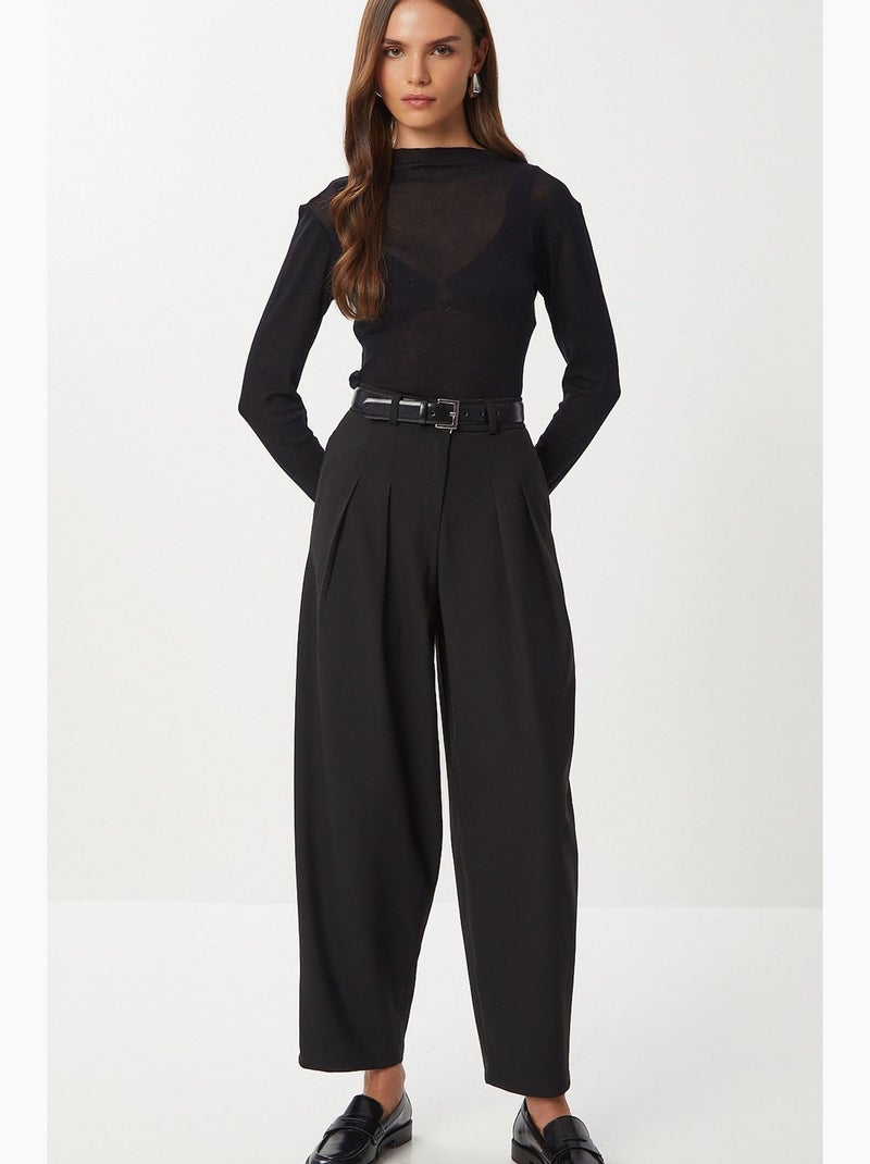 Pantalon droit pour femme istanbul Noir - Kiabi