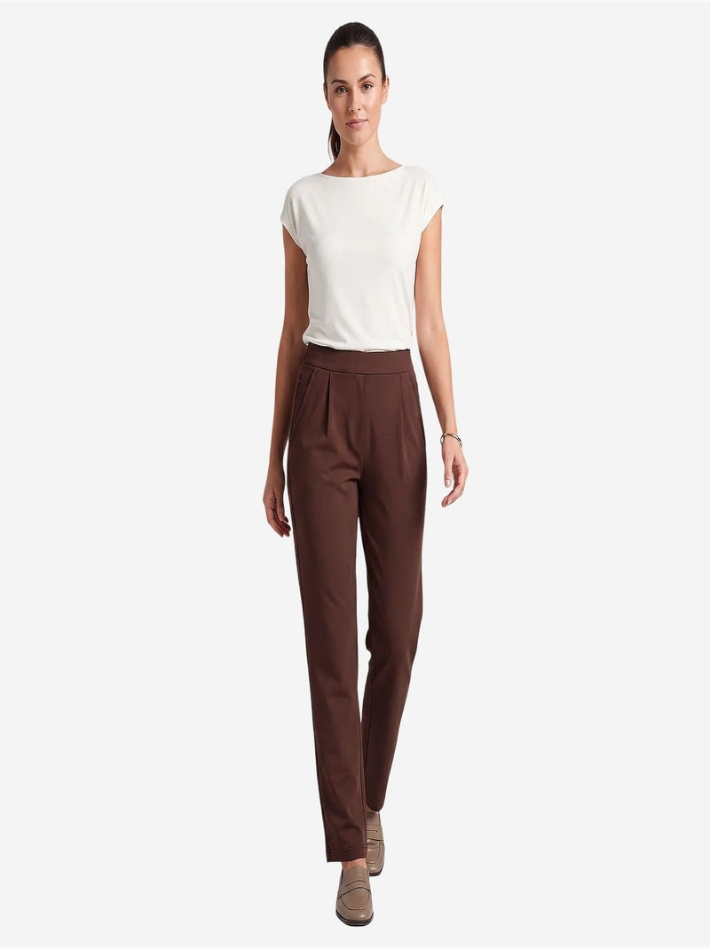 Pantalon droit pour femme tommy Marron chocolat - Kiabi