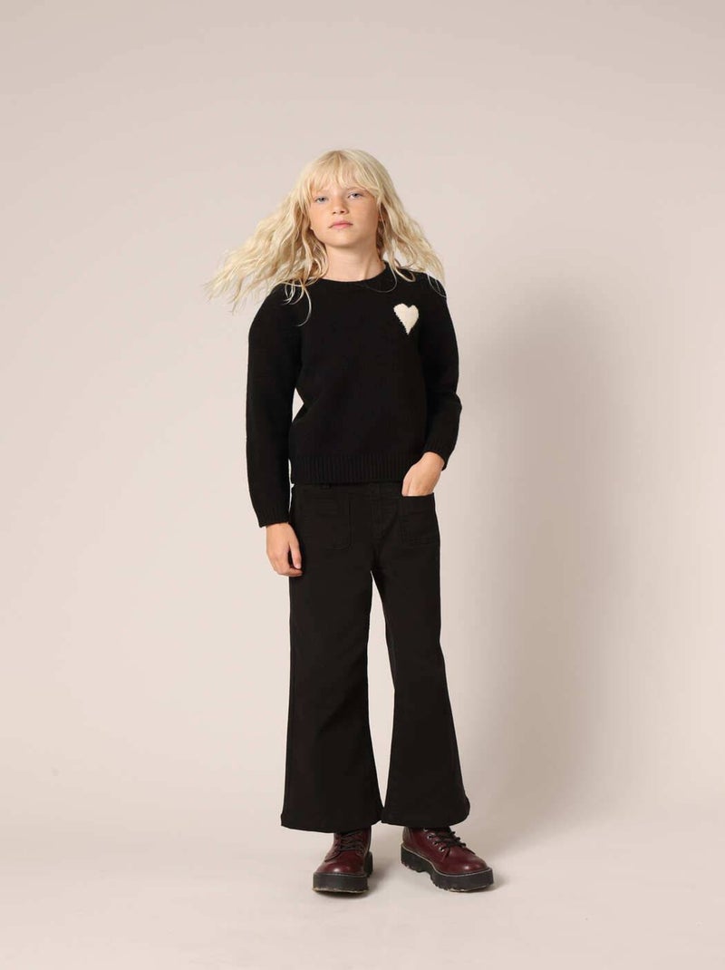 Pantalon droit pour fille avec taille élastiquée 'Deeluxe' Noir - Kiabi