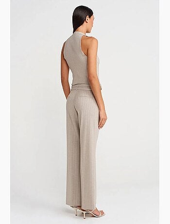 Pantalon droit rayé avec ceinture dilvin