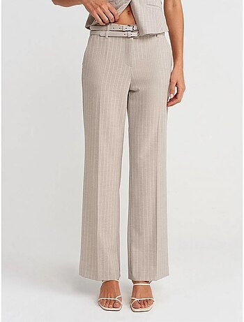 Pantalon droit rayé avec ceinture dilvin