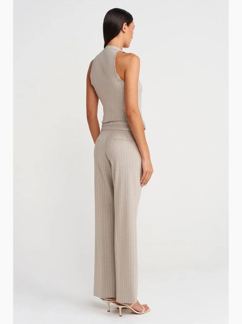 Pantalon droit rayé avec ceinture dilvin - Kiabi Pantalon droit rayé avec ceinture dilvin - Kiabi