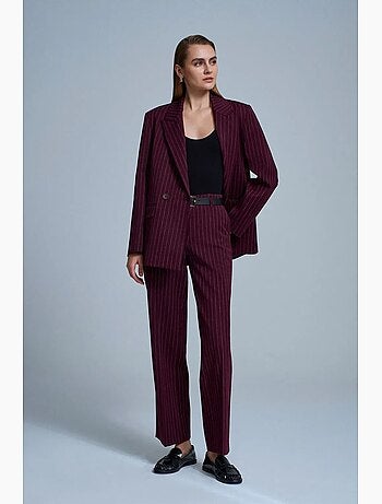 Pantalon droit rayé pour femme avec ceinture dilvin