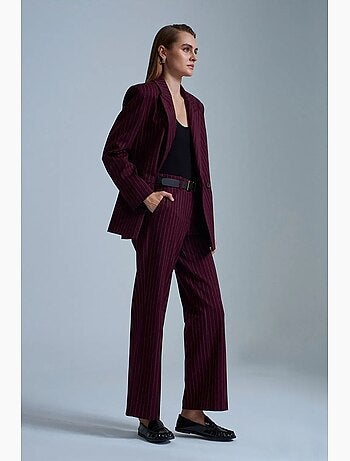 Pantalon droit rayé pour femme avec ceinture dilvin
