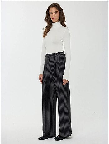 Pantalon droit rayé taille haute