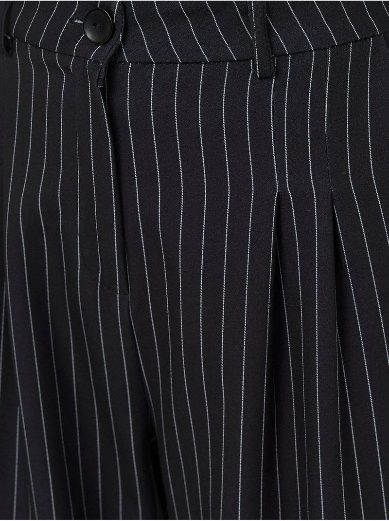 Pantalon droit rayé taille haute Bleu - Kiabi