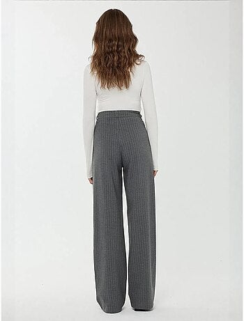 Pantalon droit rayé taille haute