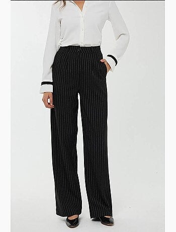 Pantalon droit rayé taille haute hiccup