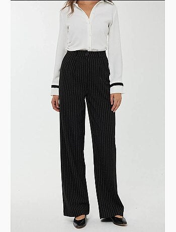 Pantalon droit rayé taille haute hiccup