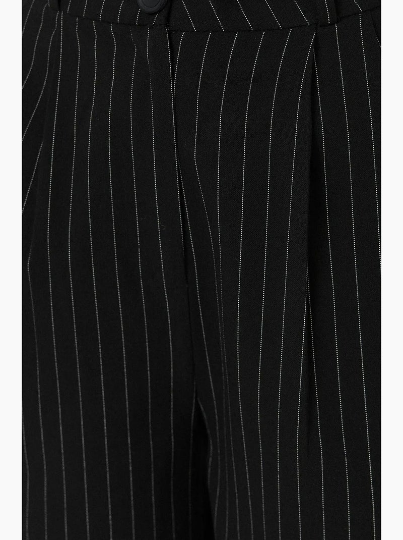 Pantalon droit rayé taille haute hiccup Noir - Kiabi