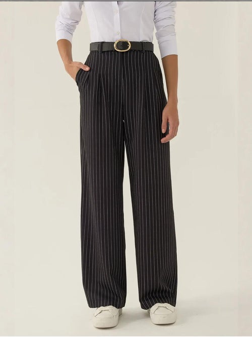 Pantalon droit rayé taille haute - Kiabi Pantalon droit rayé taille haute - Kiabi