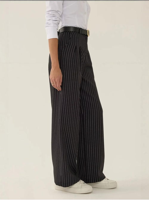 Pantalon droit rayé taille haute - Kiabi Pantalon droit rayé taille haute - Kiabi