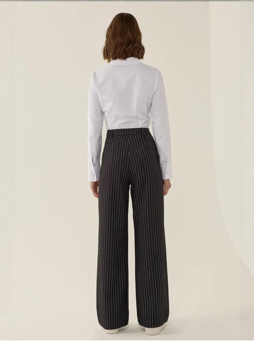 Pantalon droit rayé taille haute - Kiabi Pantalon droit rayé taille haute - Kiabi