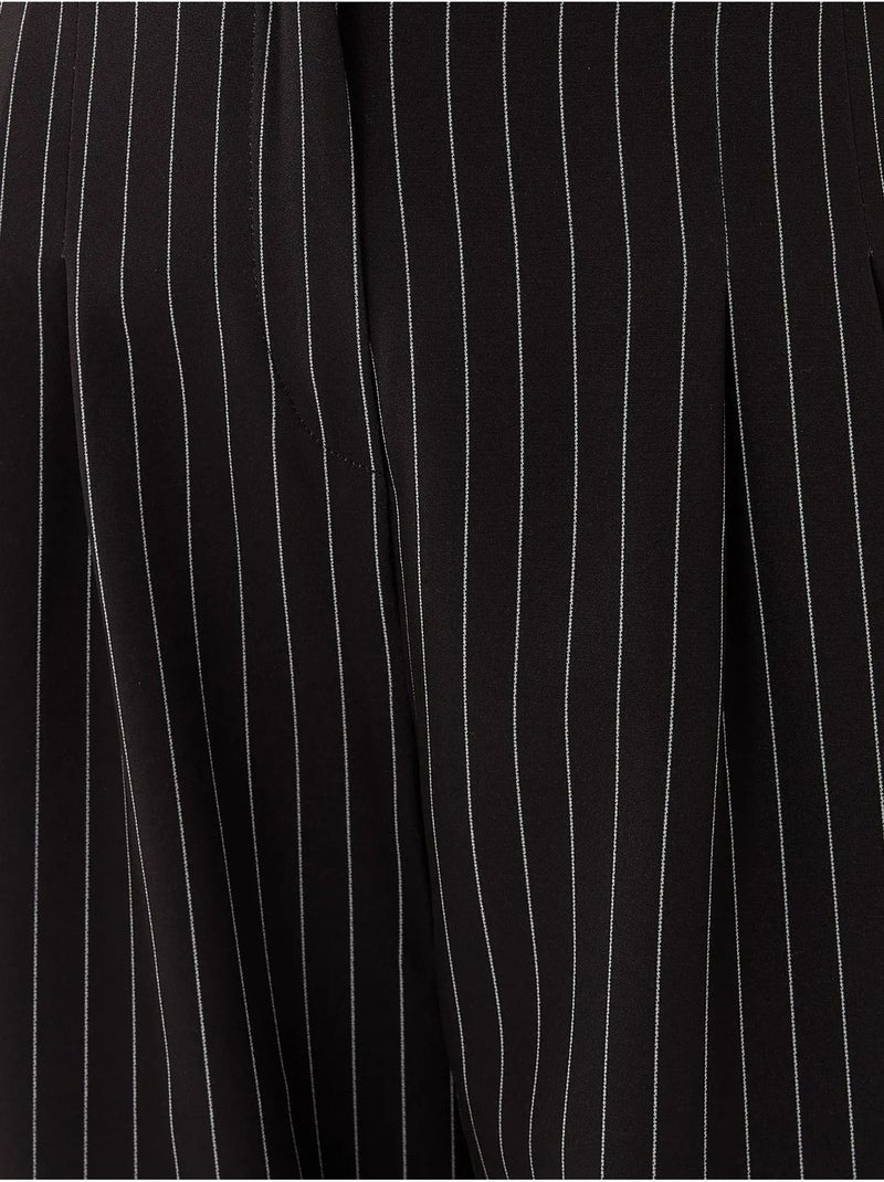 Pantalon droit rayé taille haute Noir - Kiabi