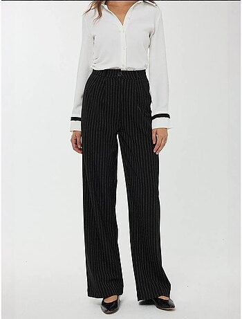 Pantalon droit rayé taille haute
