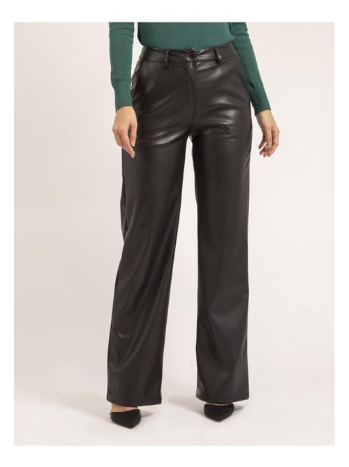 Pantalon droit simili cuir EVANIA - Kiabi