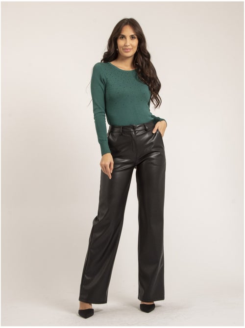 Pantalon droit simili cuir EVANIA - Kiabi