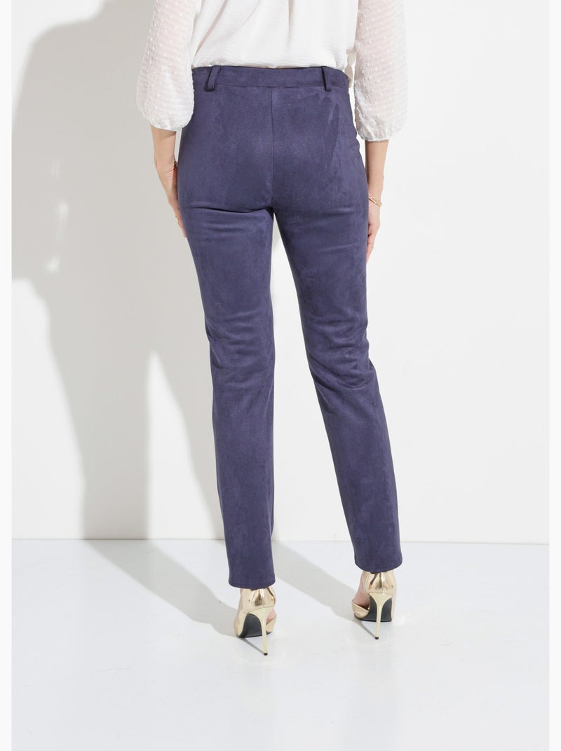 Pantalon droit suédé effet ventre plat - Afibel Bleu marine - Kiabi