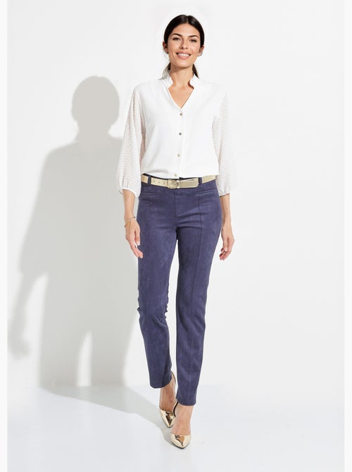 Pantalon droit suédé effet ventre plat - Afibel - Kiabi