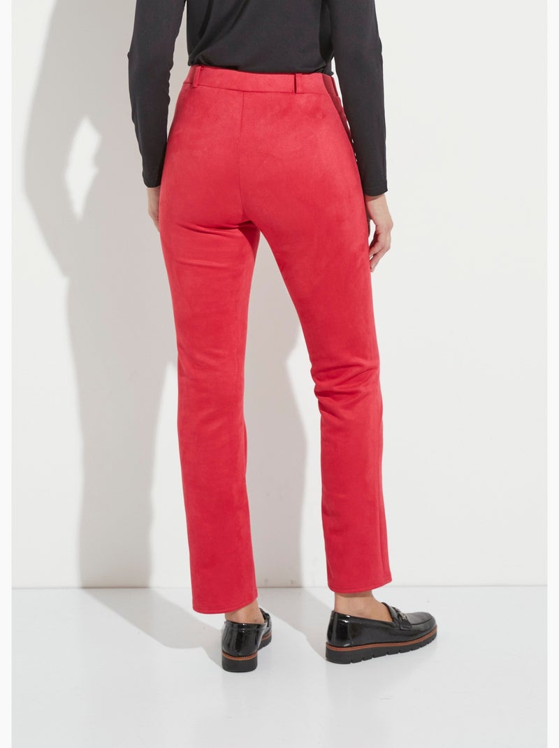 Pantalon droit suédé effet ventre plat - Afibel Tomette - Kiabi
