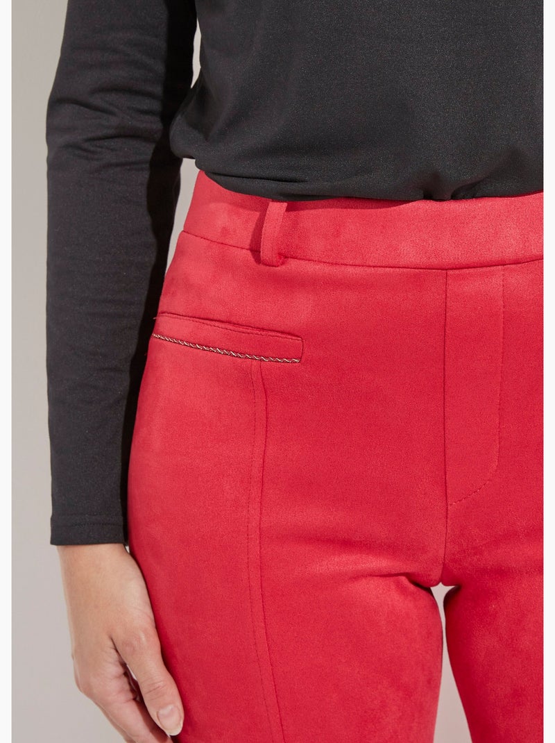 Pantalon droit suédé effet ventre plat - Afibel Tomette - Kiabi